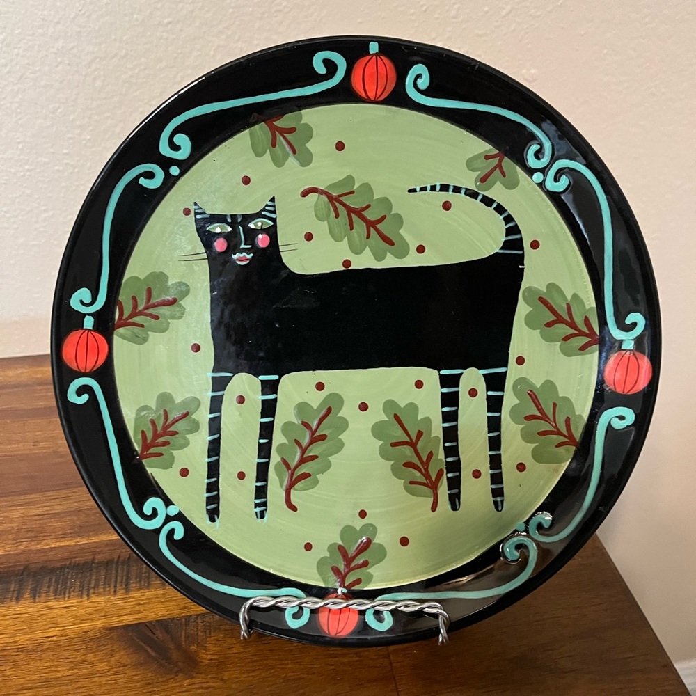 Sharon Bloom Black Cat plate